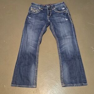 Rock Revival Distressed Shane Boot Cut Jeans Men's Size 33x30